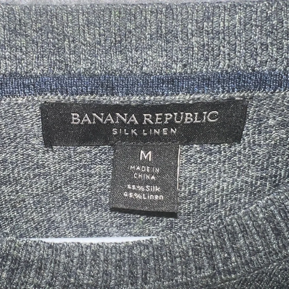 Banana Republic Men Silk Linen Crewneck Sweater Marled Grey Green Size M
